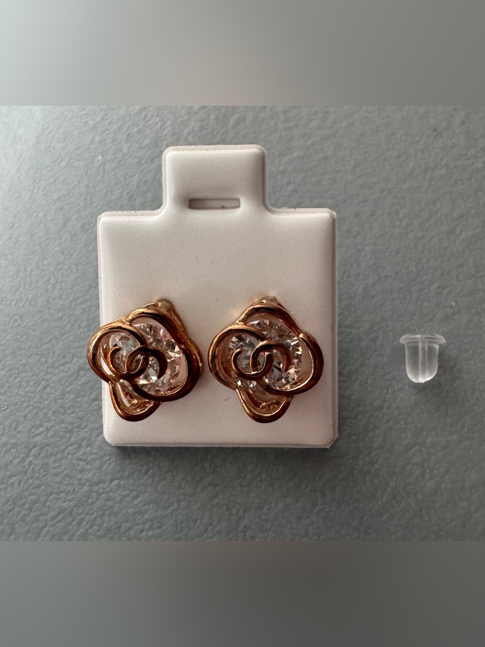 Rose gold plated S925 Floral Crystal mini Stud Earrings - Women Jewelry